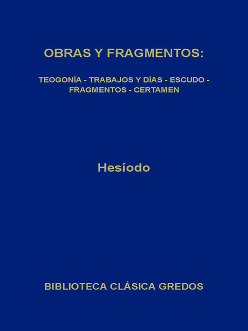 Title details for Obras y fragmentos by Hesíodo - Available